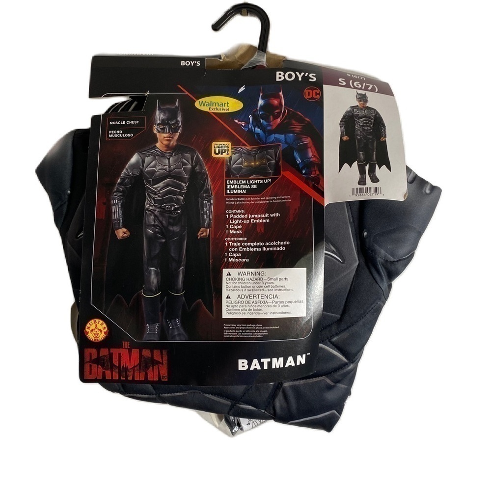 Batman Costume NWT Boys Small 6/7 Black Kids Halloween Super Hero
